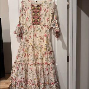 Floral Cream Dress. Kurti for women